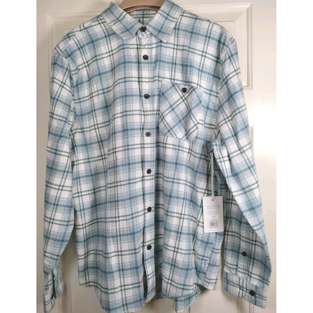 Katin Flannel Shirt Mens Medium Blue White Plaid Long Sleeve Button Up NWT